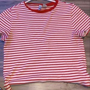 red and white striped shirt